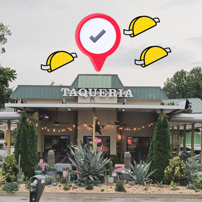 Takitos taco-shaped fortune cookie check-in at restaurant