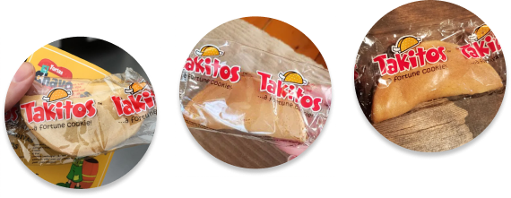 Group of Takitos Taco-Shaped Fortune Cookies